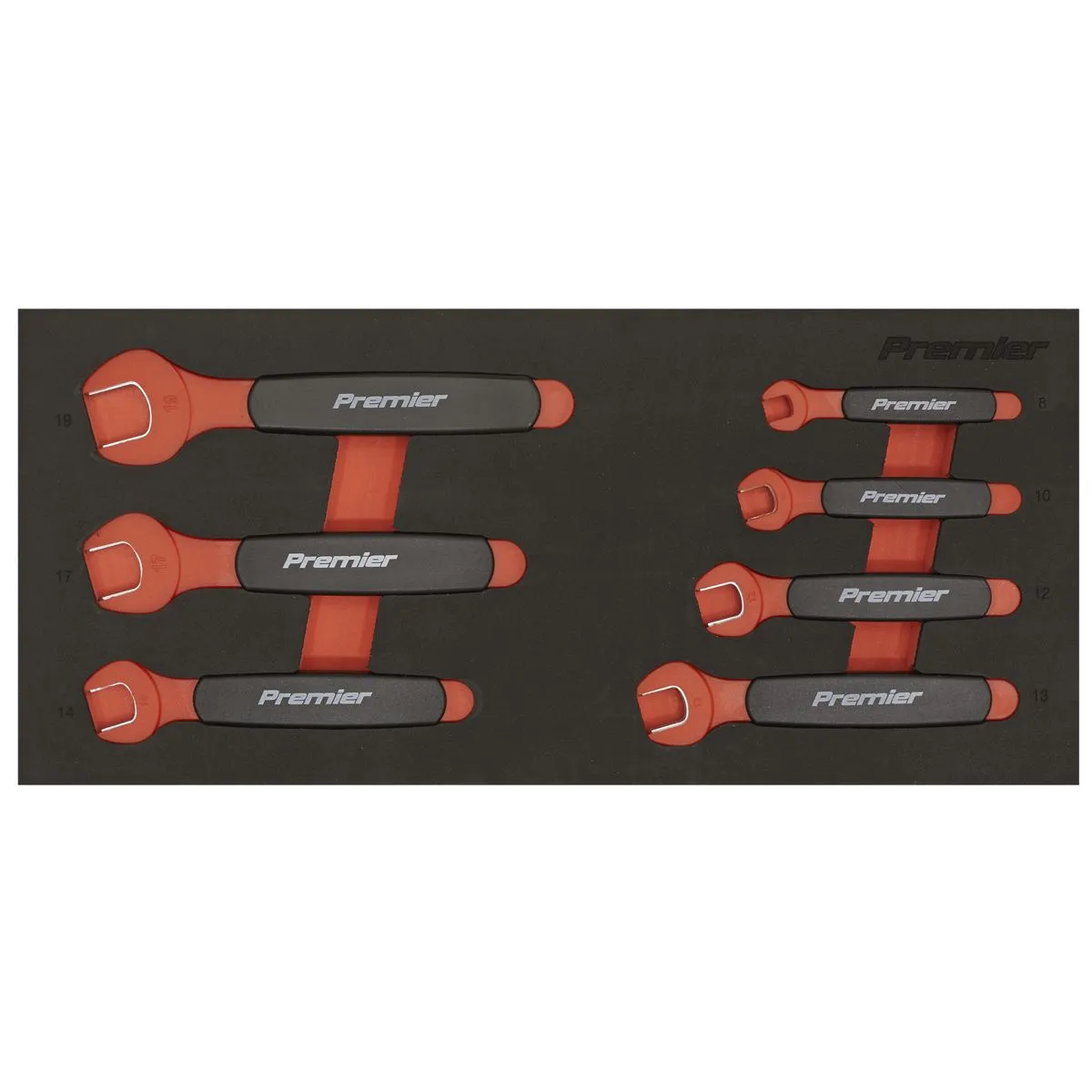 Sealey Premier Insulated Open-End Spanner Set with Tool Tray 7pc VDE Approved