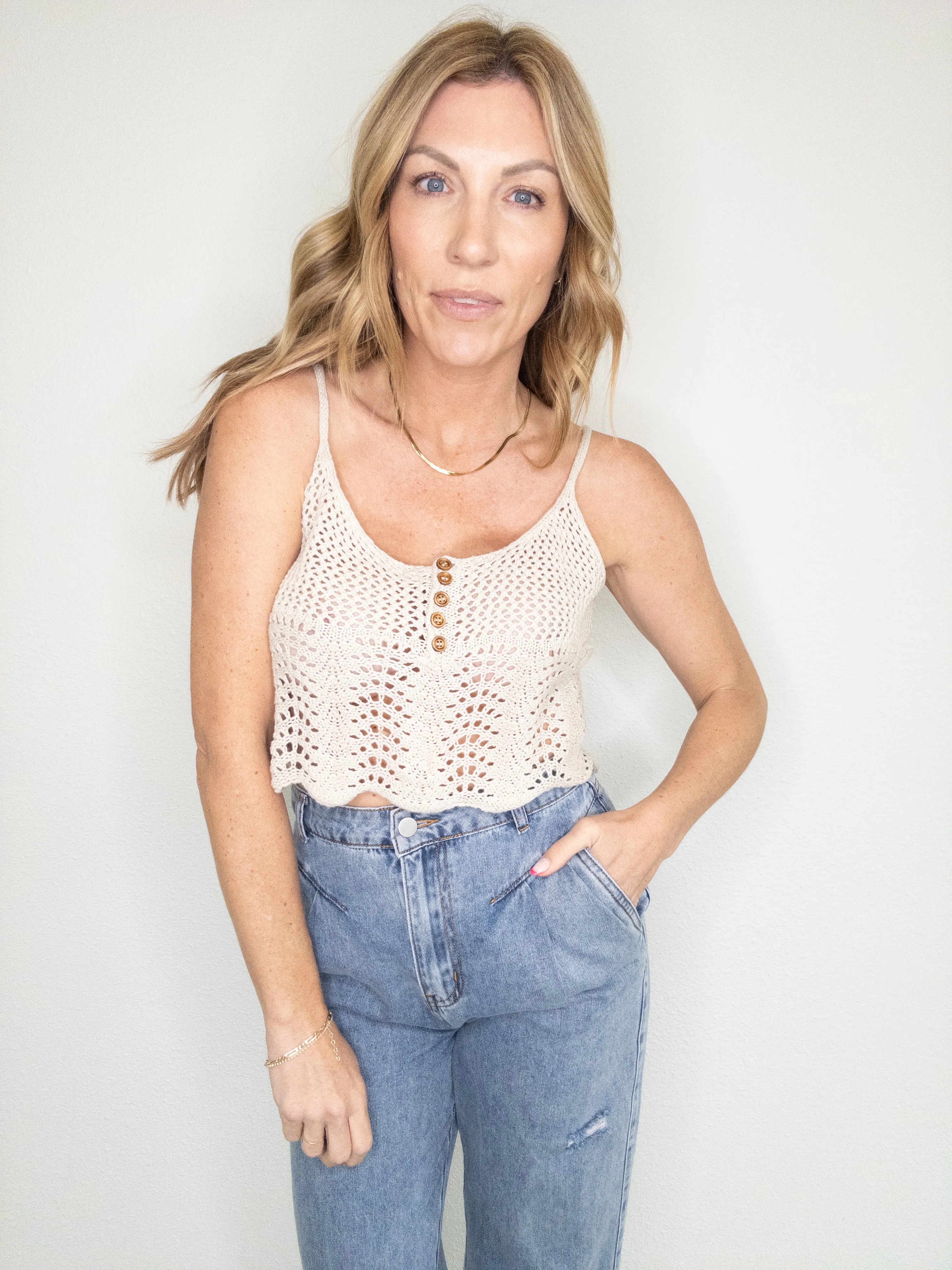 Seashell Crochet Crop Tank