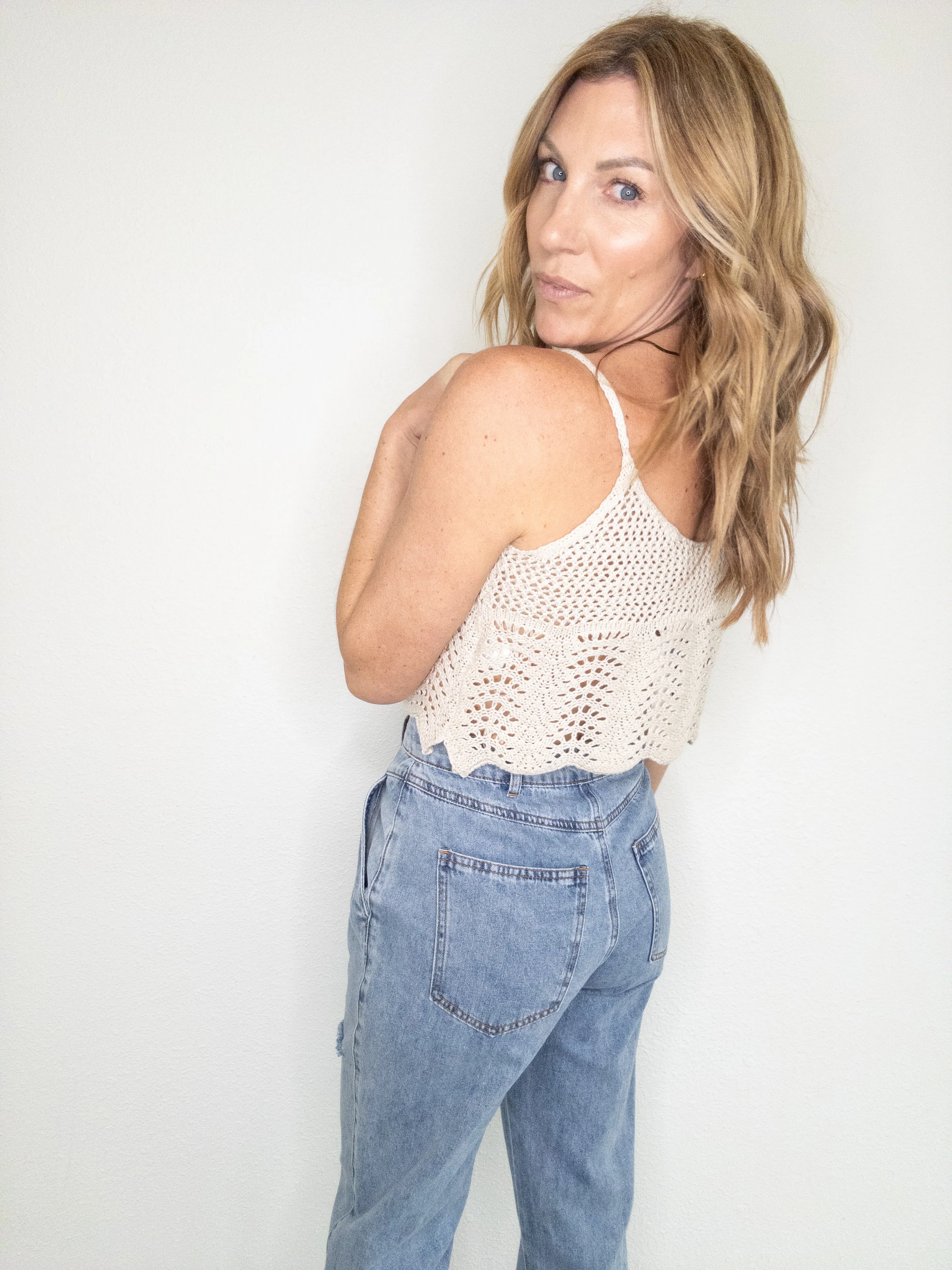 Seashell Crochet Crop Tank