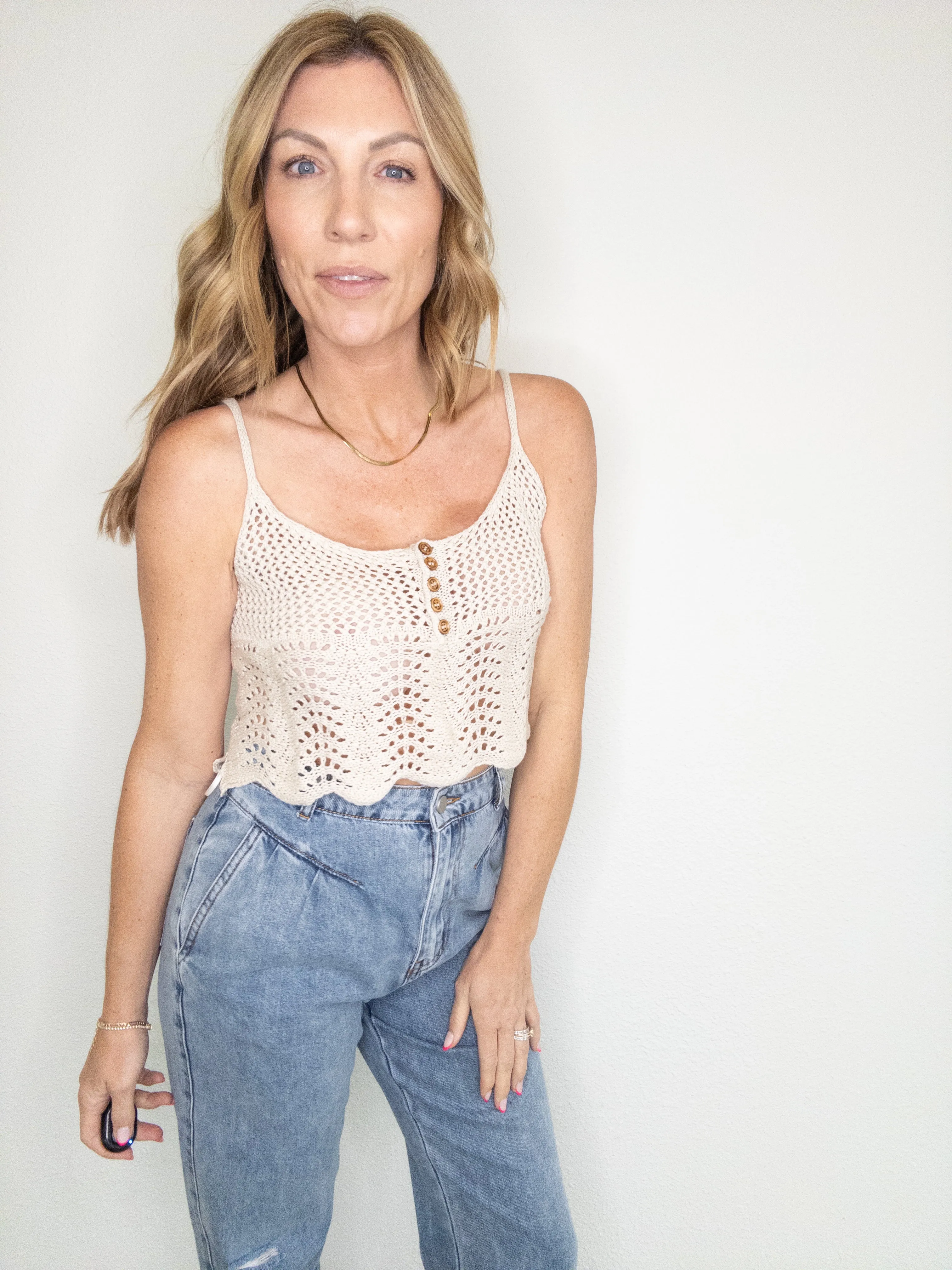 Seashell Crochet Crop Tank
