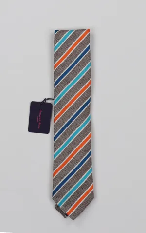 Seaward & Stearn Silk & Linen Necktie - Multi Stripe