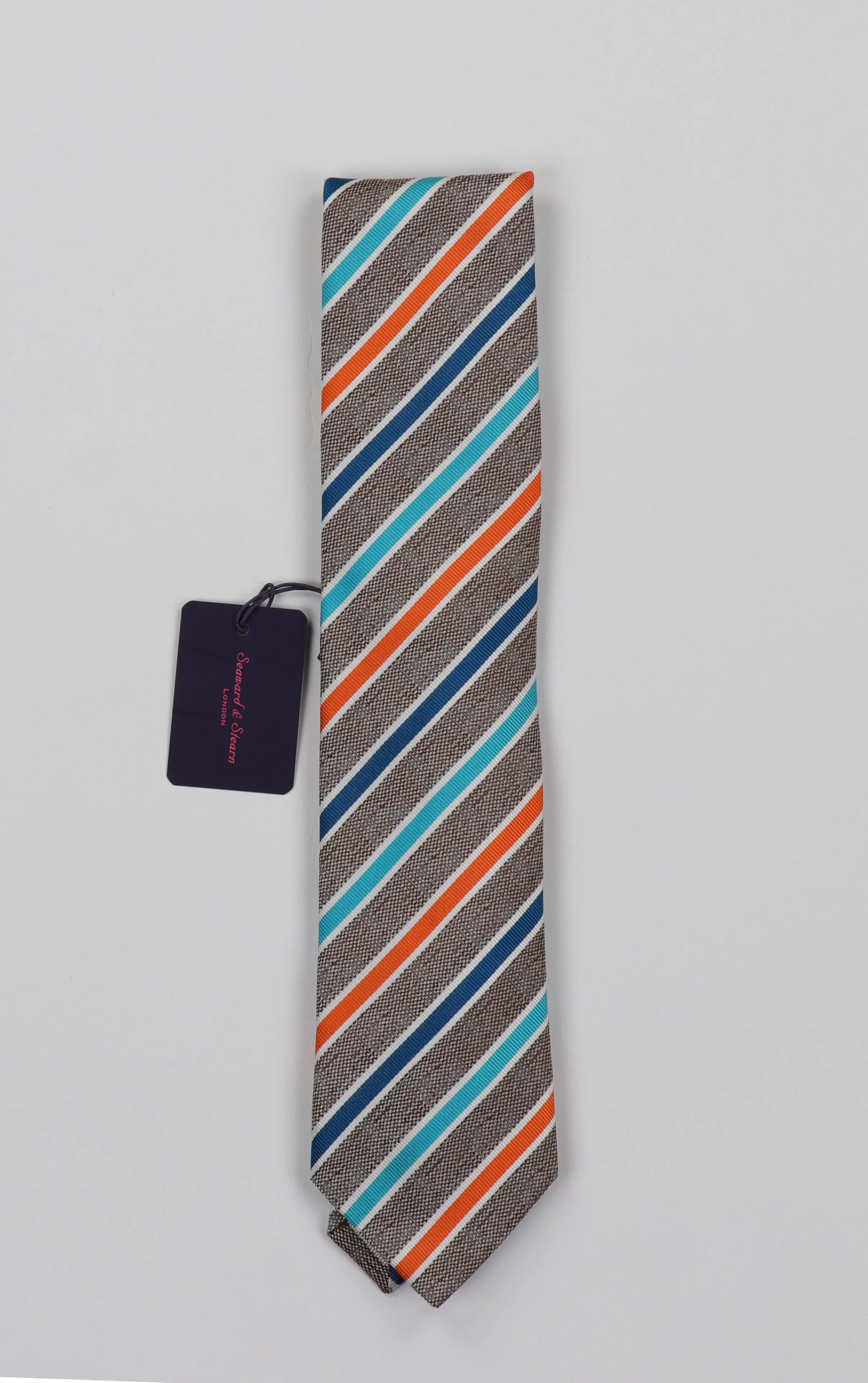 Seaward & Stearn Silk & Linen Necktie - Multi Stripe