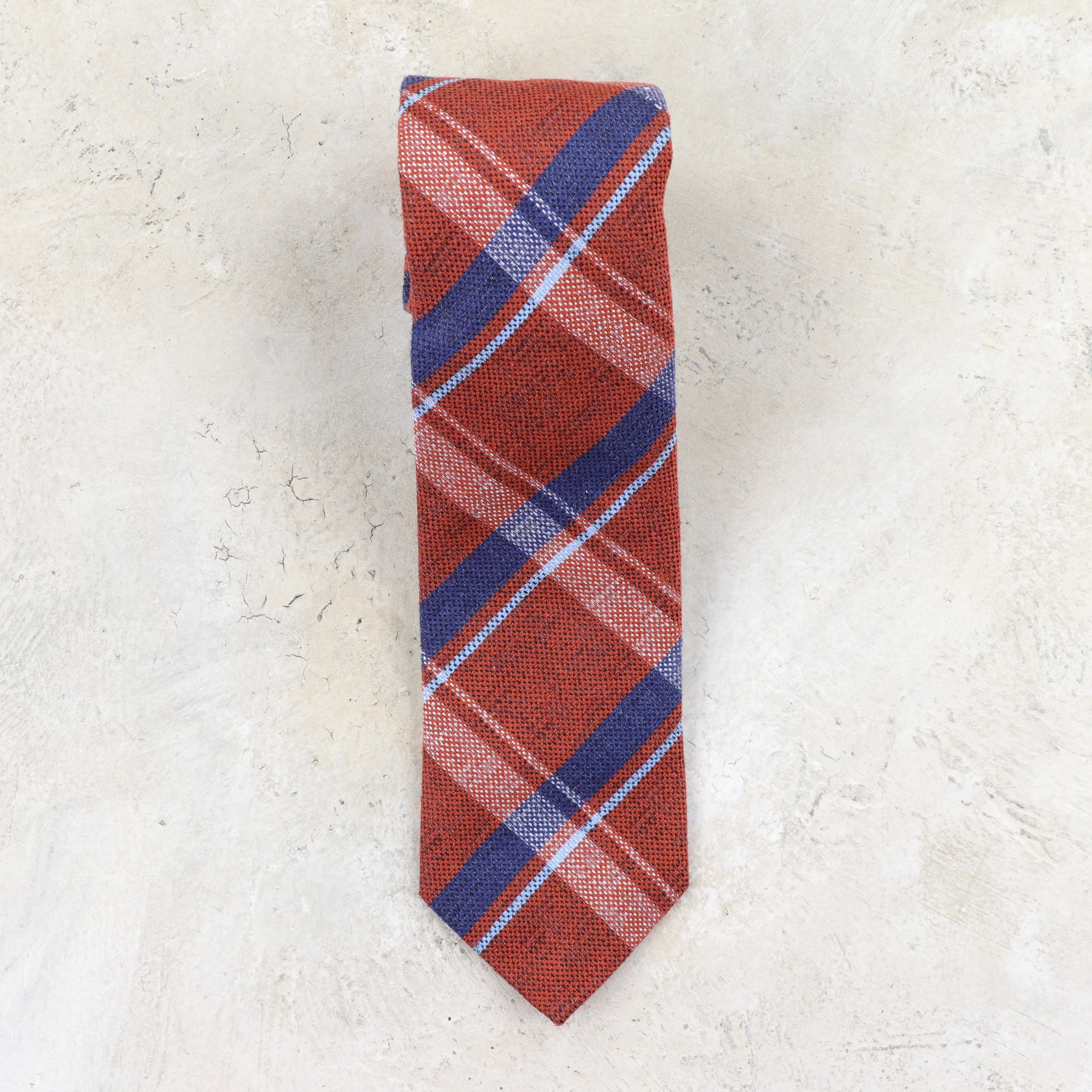 Seaward & Stearn Silk Woven Necktie - Burned Orange Plaid