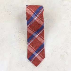 Seaward & Stearn Silk Woven Necktie - Burned Orange Plaid