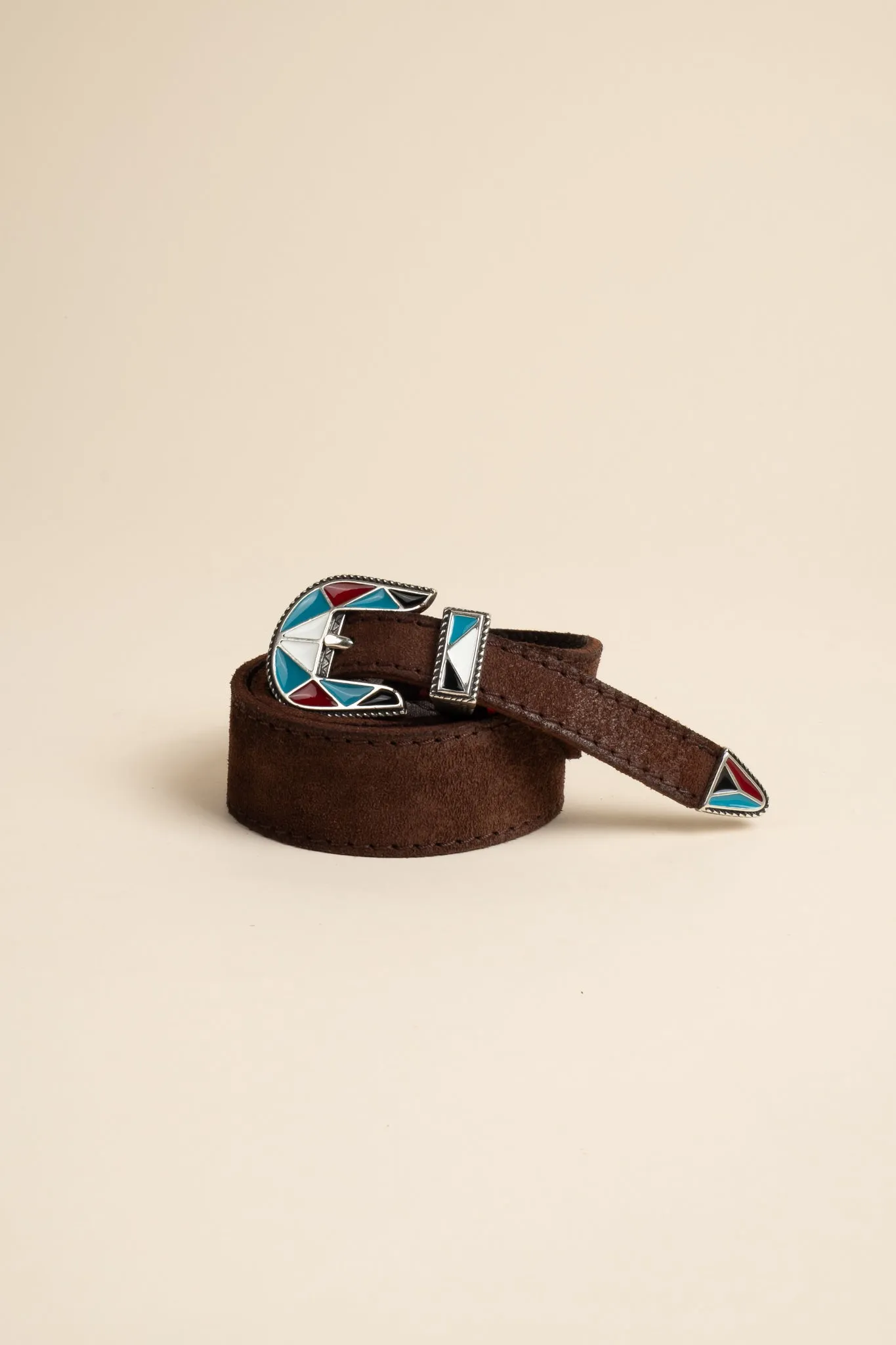 Shaped Mosaic Belt - Walnut