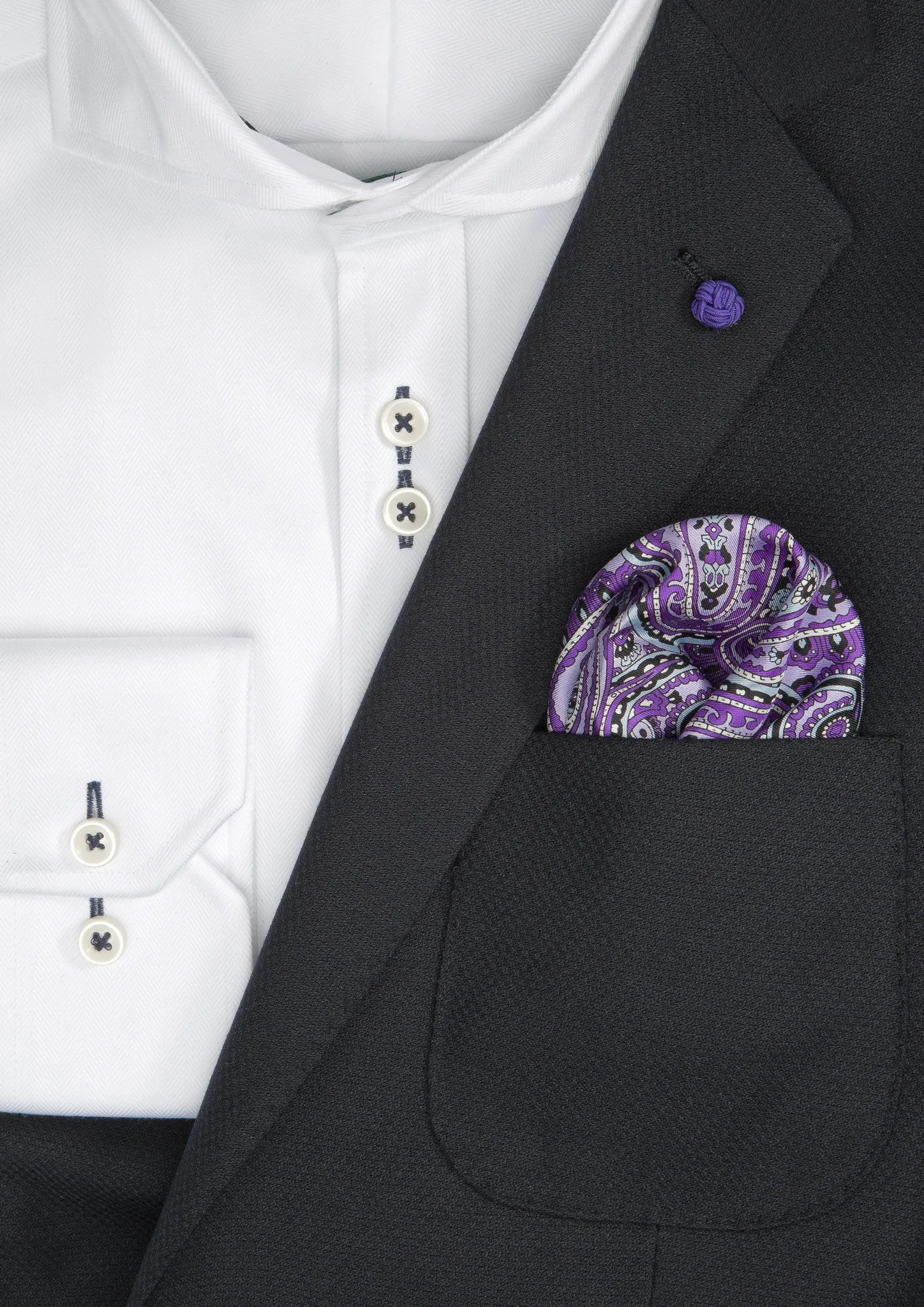 Silk Paisley Pocket square - 888 Purple