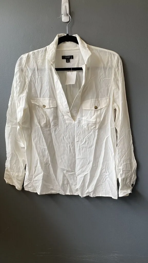 Silk Pocket Popover Blouse