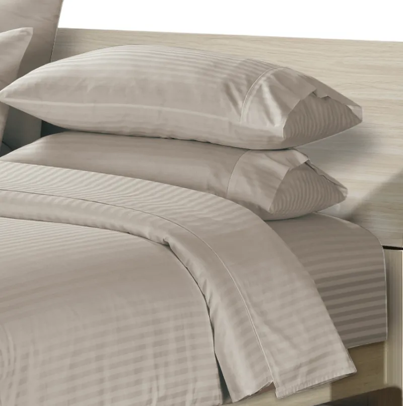 Simon Baker 250 Thread Count Egyptian Cotton Stripe Sheet Set Natural