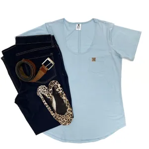 Sky Bamboo Scoop Tee XS/XL ONLY