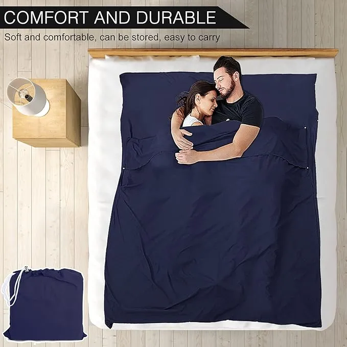 Sleeping Bag Liner and Camping Sheet, Camping & Travel Sheets for Adults, Lightweight Double Sleep Sack for Outdoor Travel Hiking Hotels Picnics