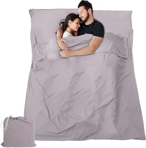Sleeping Bag Liner and Camping Sheet, Camping & Travel Sheets for Adults, Lightweight Double Sleep Sack for Outdoor Travel Hiking Hotels Picnics