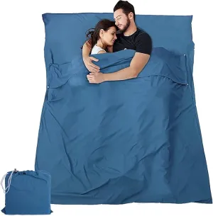Sleeping Bag Liner and Camping Sheet, Camping & Travel Sheets for Adults, Lightweight Double Sleep Sack for Outdoor Travel Hiking Hotels Picnics