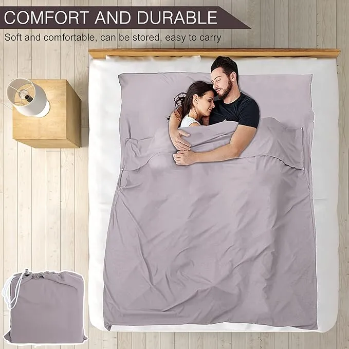 Sleeping Bag Liner and Camping Sheet, Camping & Travel Sheets for Adults, Lightweight Double Sleep Sack for Outdoor Travel Hiking Hotels Picnics