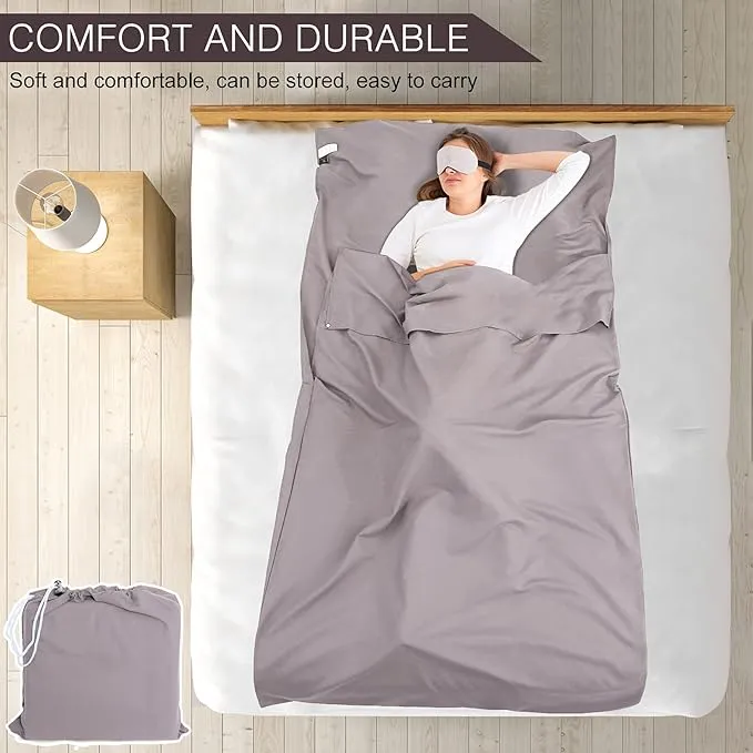 Sleeping Bag Liner and Camping Sheet, Camping & Travel Sheets for Adults, Lightweight Double Sleep Sack for Outdoor Travel Hiking Hotels Picnics