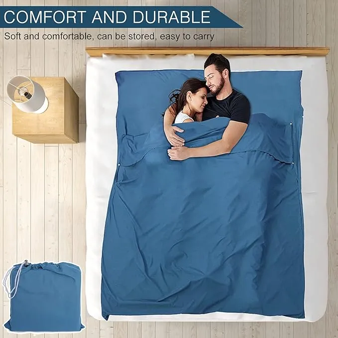 Sleeping Bag Liner and Camping Sheet, Camping & Travel Sheets for Adults, Lightweight Double Sleep Sack for Outdoor Travel Hiking Hotels Picnics