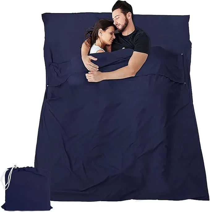 Sleeping Bag Liner and Camping Sheet, Camping & Travel Sheets for Adults, Lightweight Double Sleep Sack for Outdoor Travel Hiking Hotels Picnics