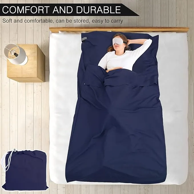 Sleeping Bag Liner and Camping Sheet, Camping & Travel Sheets for Adults, Lightweight Double Sleep Sack for Outdoor Travel Hiking Hotels Picnics