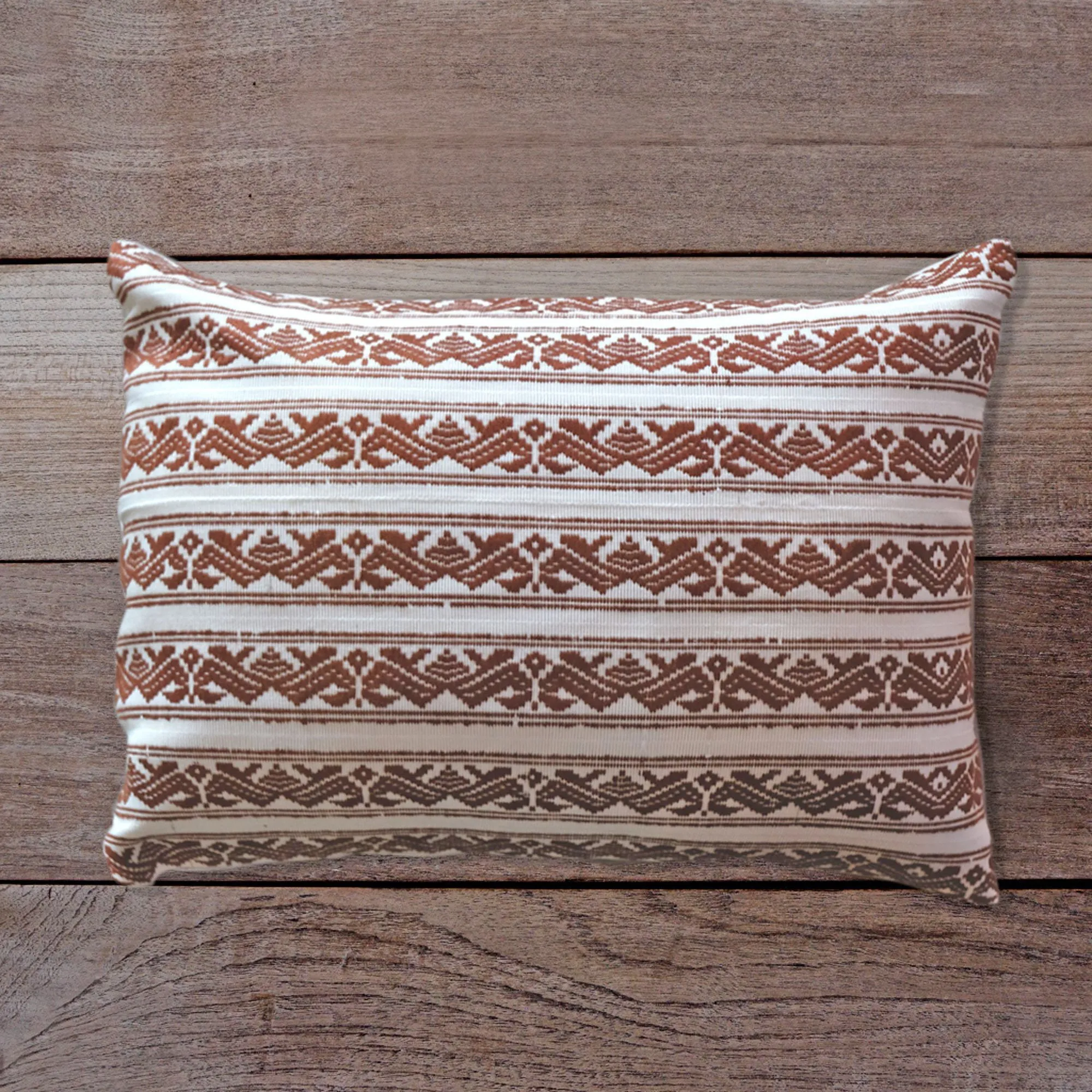 Songket Cushion Cover - Off-white & Copper