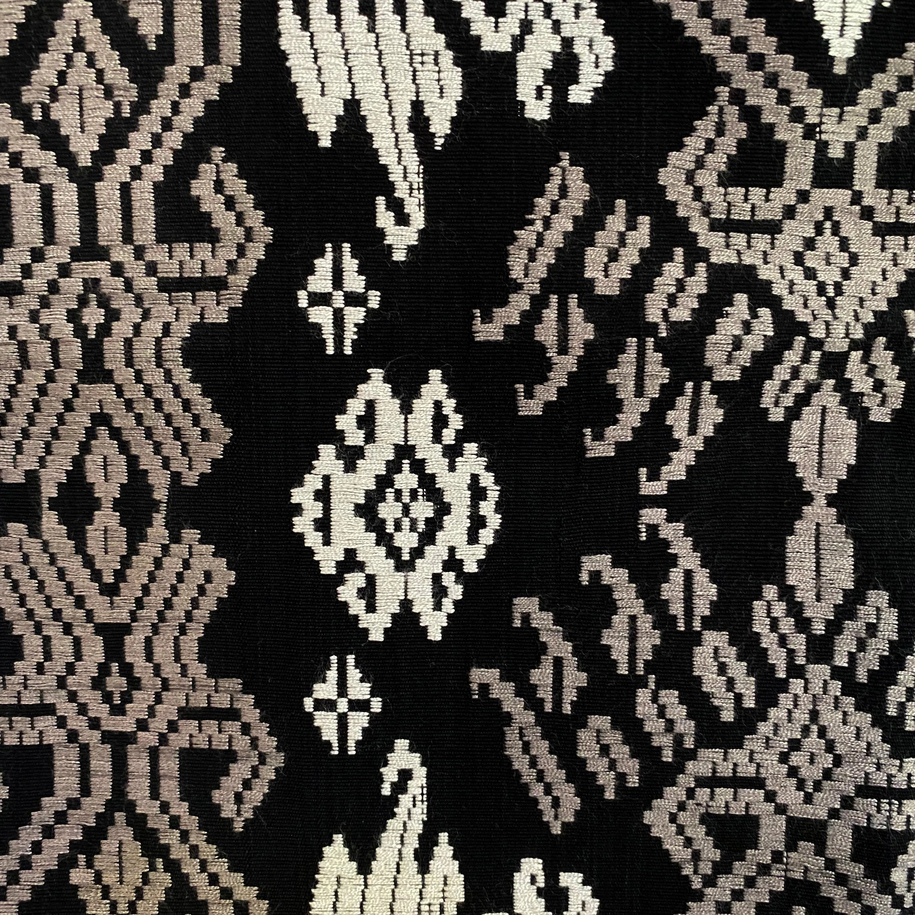 Songket Fabric - Black White & Grey