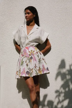 SOTAVENTO MINI SKIRT IN BOTANICA WHITE PRINT