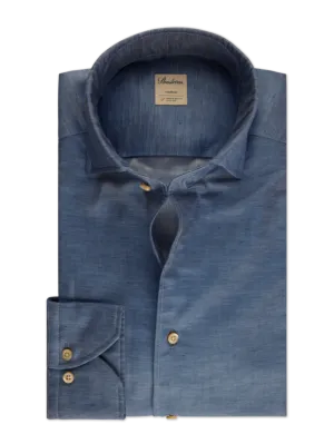Stenstroms - Cotton/Linen Twill Shirt - Blue