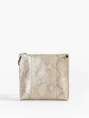 strappy pouch - silver linen python