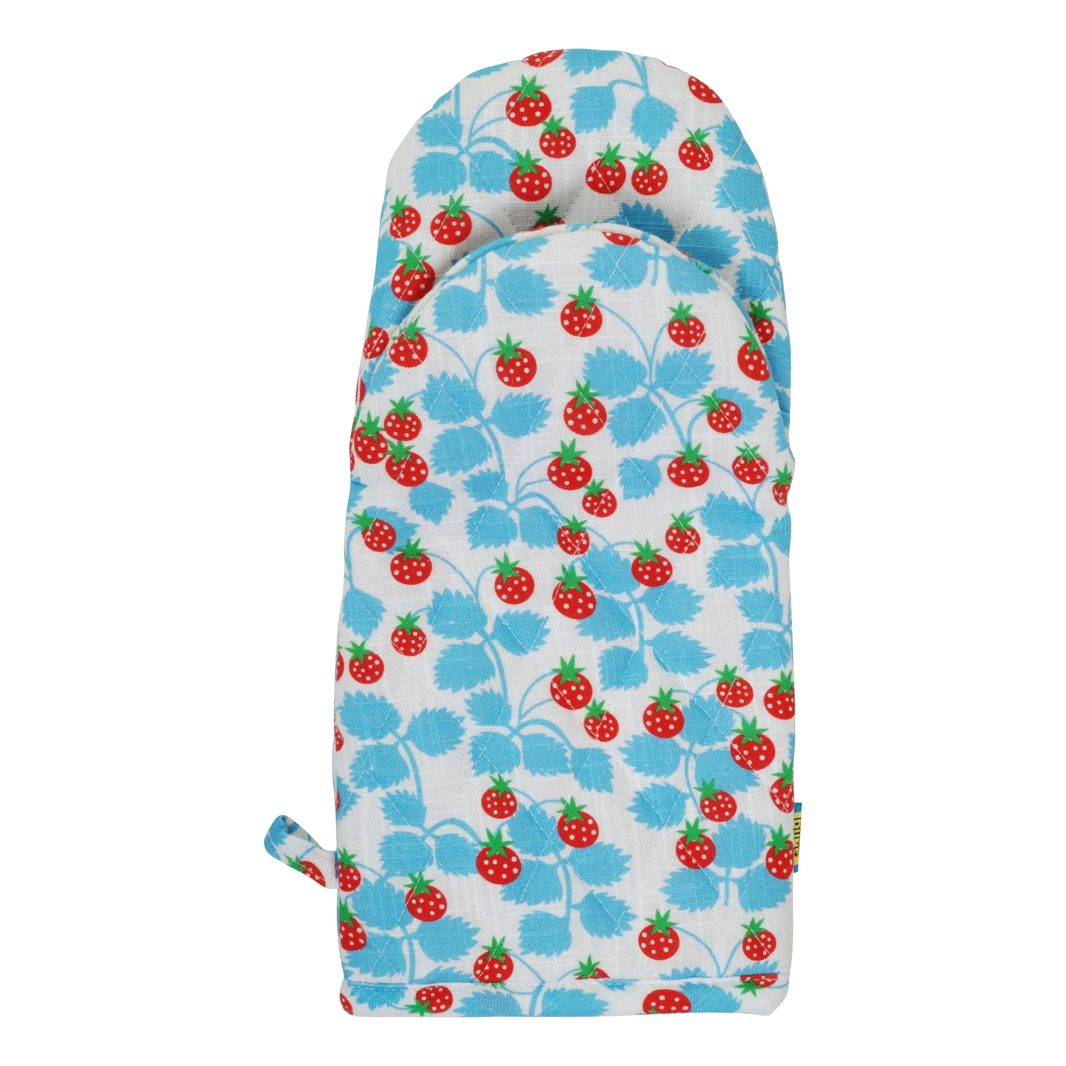 Strawberry Blue Oven Mitt (single - cotton/linen blend)