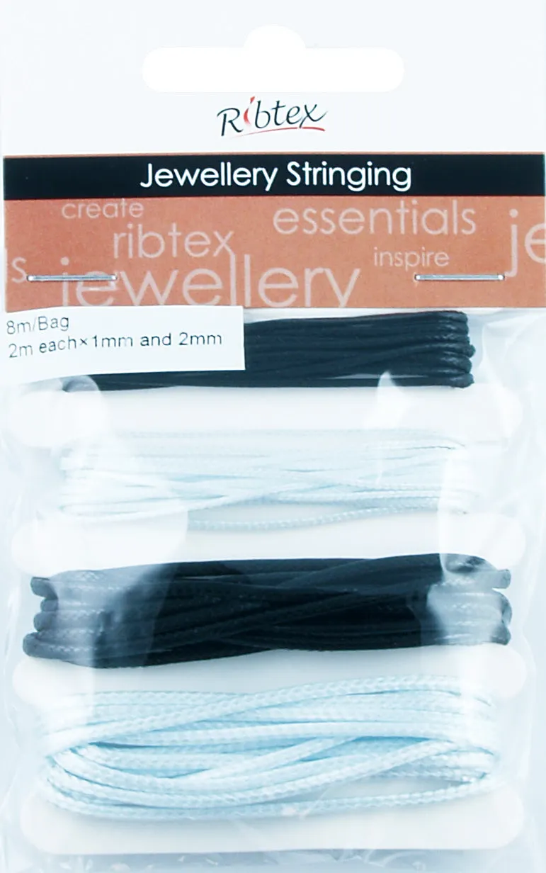 STRING WAX CORD 4X2M BLACK WHITE 8M 4PC