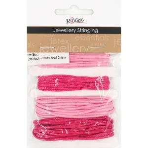 STRING WAXED CORD 4X2M PINK 8METRES 4PC