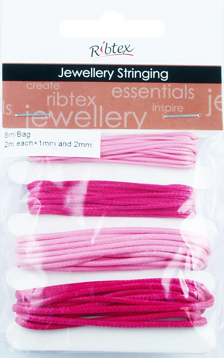 STRING WAXED CORD 4X2M PINK 8METRES 4PC