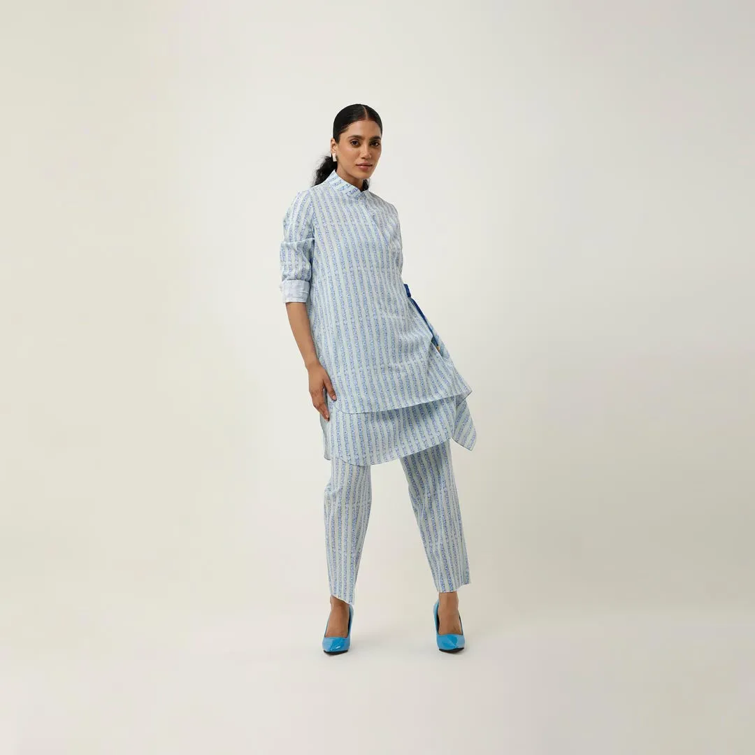 STRIPED PRINTED ASSYMTRICAL CO ORD