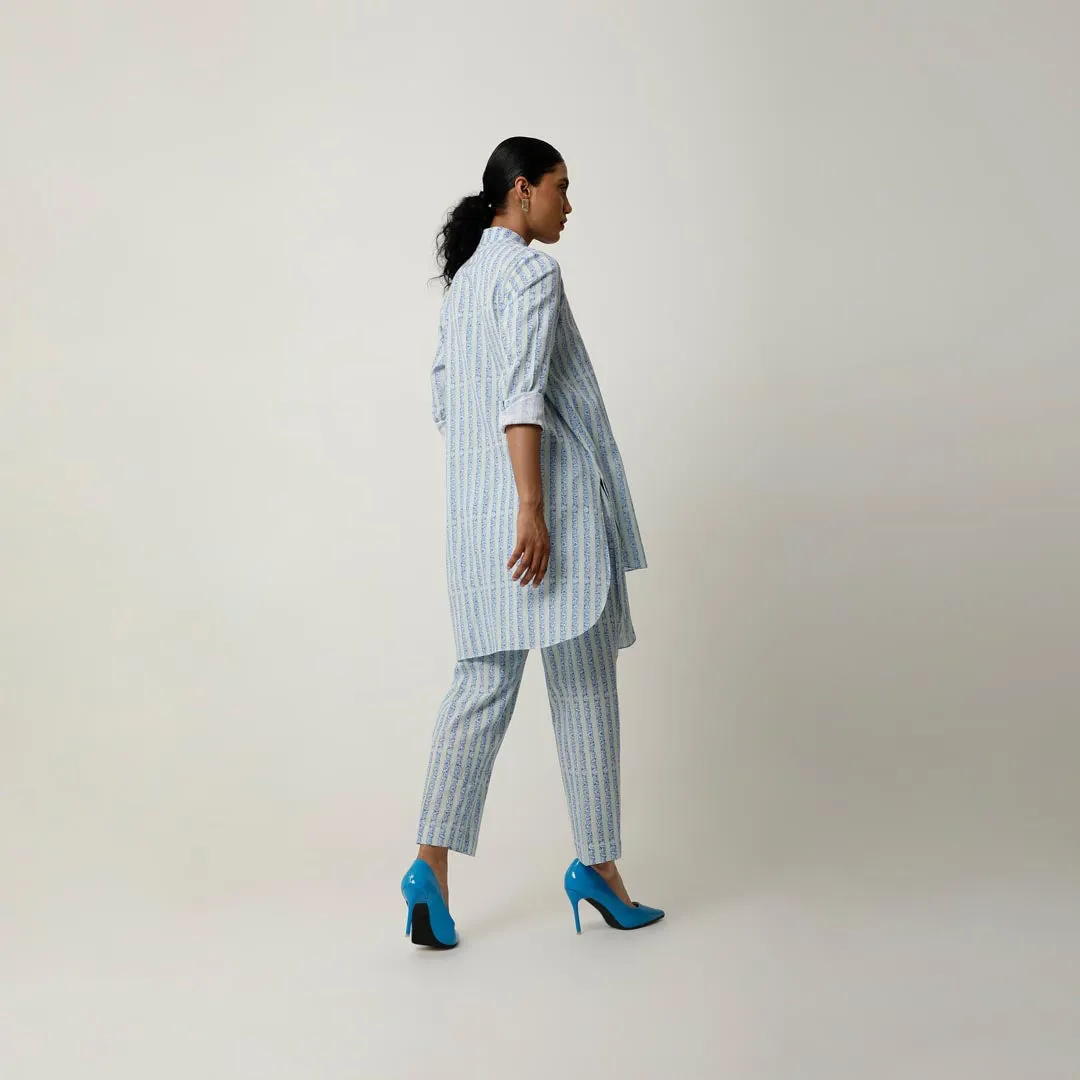 STRIPED PRINTED ASSYMTRICAL CO ORD