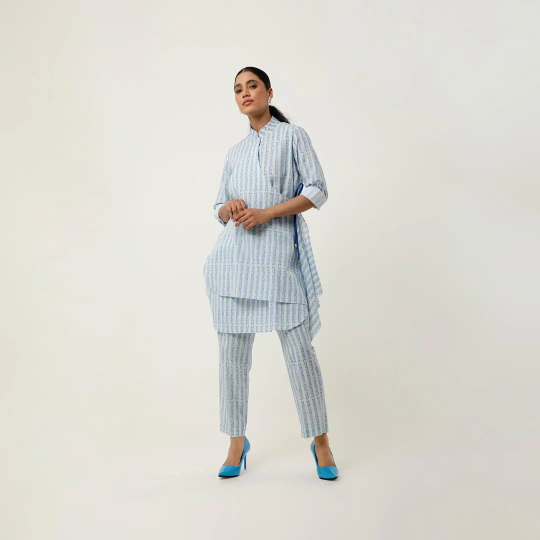 STRIPED PRINTED ASSYMTRICAL CO ORD