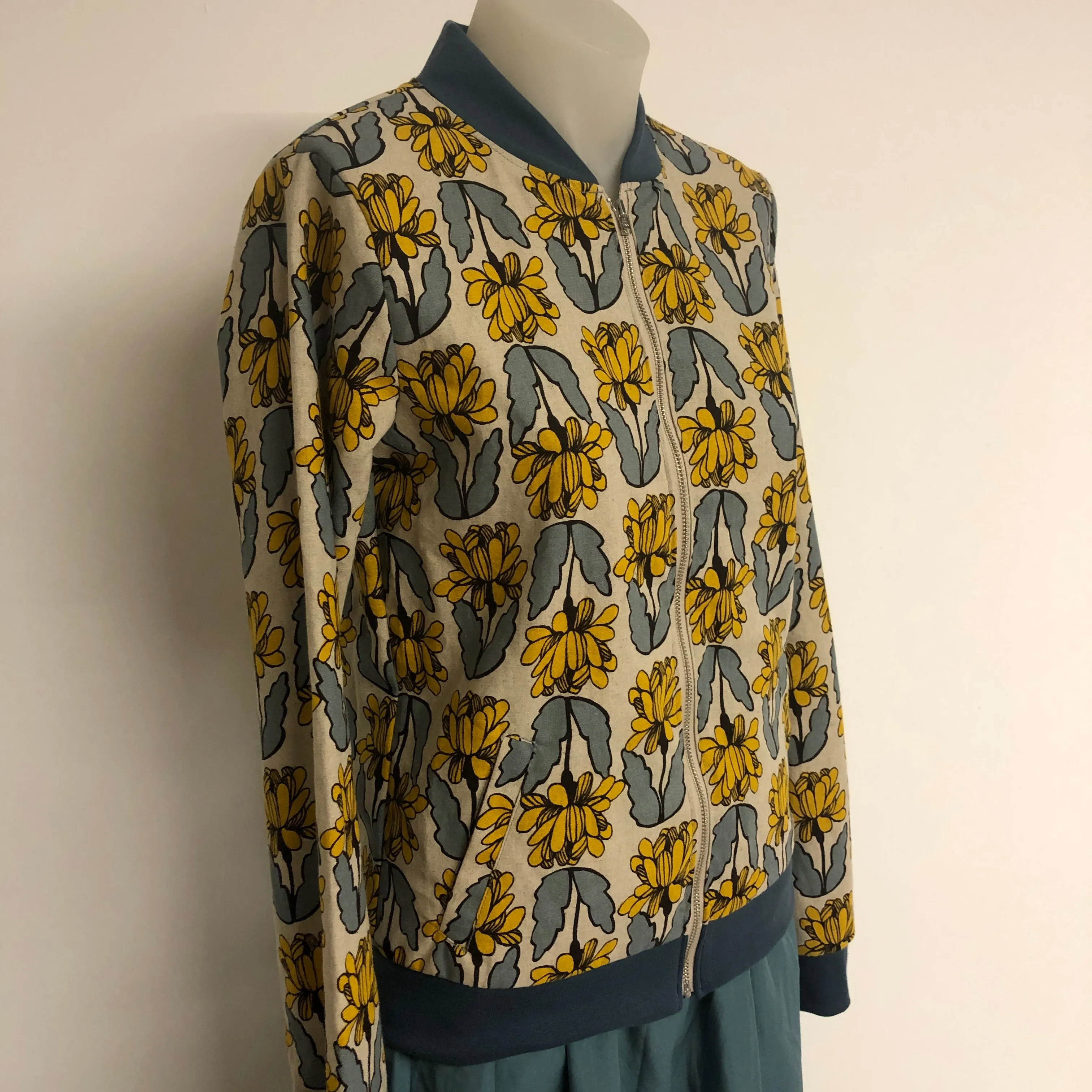 Surge Sage   Yellow Linen Bomber Jacket