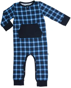 Sweet Bamboo Blue Plaid Romper