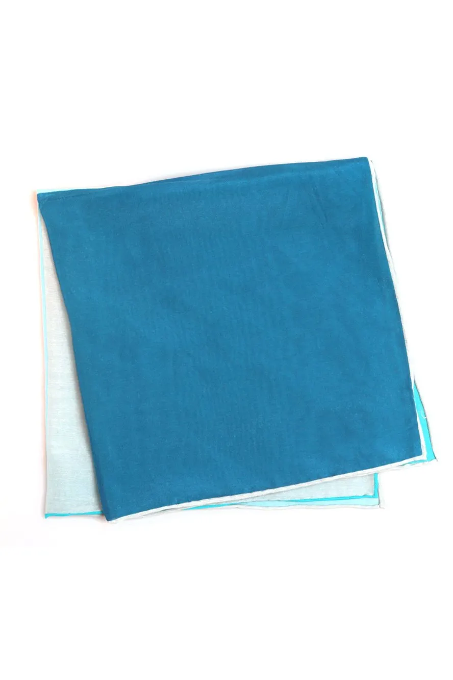 Teal Silk & Cotton Blend Quad Pocket Square