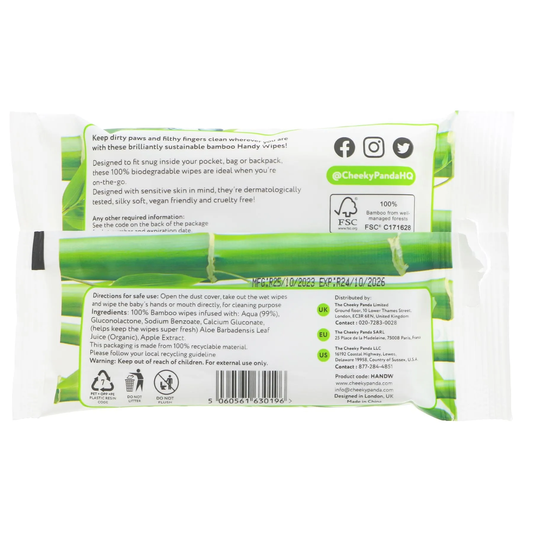 The Cheeky Panda | Handy Wipes 12 x 12 Wipes | SRP 12