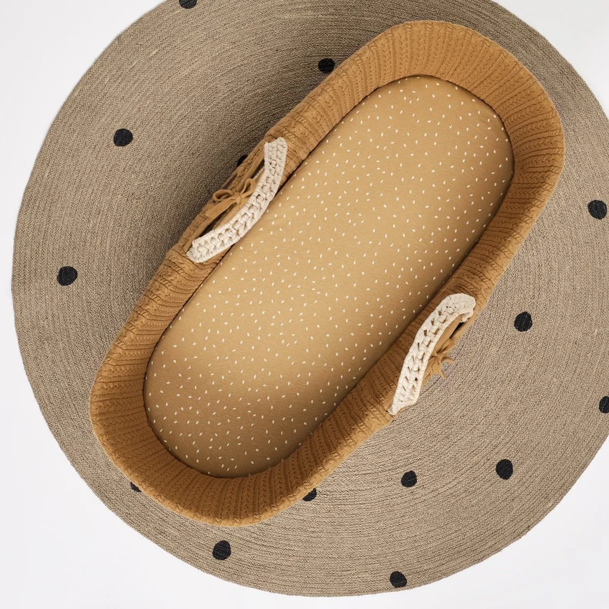 The Little Green Sheep Organic Moses Basket Fitted Sheet - Honey Rice Delivery 1-2 weeks
