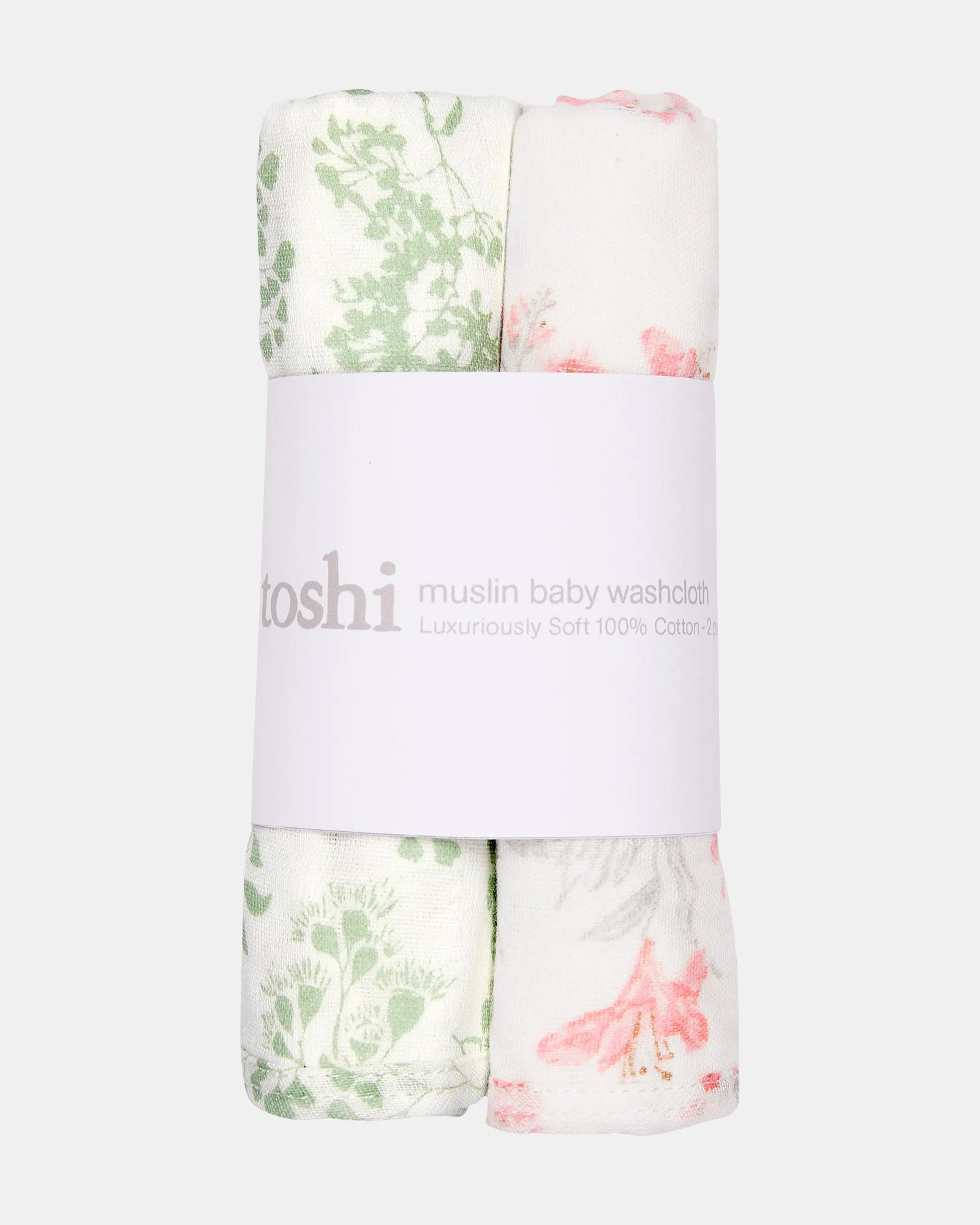 TOSHI BABY WASHCLOTH MUSLIN-2PCS/SPRING MEADOW