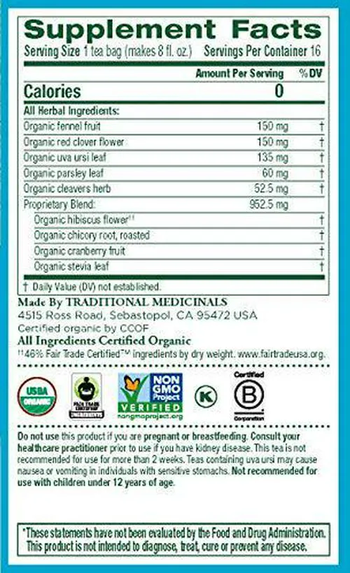 Traditional Medicinals Organic Weightless Cranberry Herbal Tea, Relieves Temporary Water Weight Gain, (Pack of 1) - 16 Tea Bags