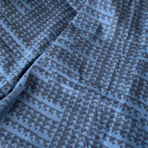 Triangles in Midnight on Deep Blue  - 100% linen - FABRIC BY THE YARD