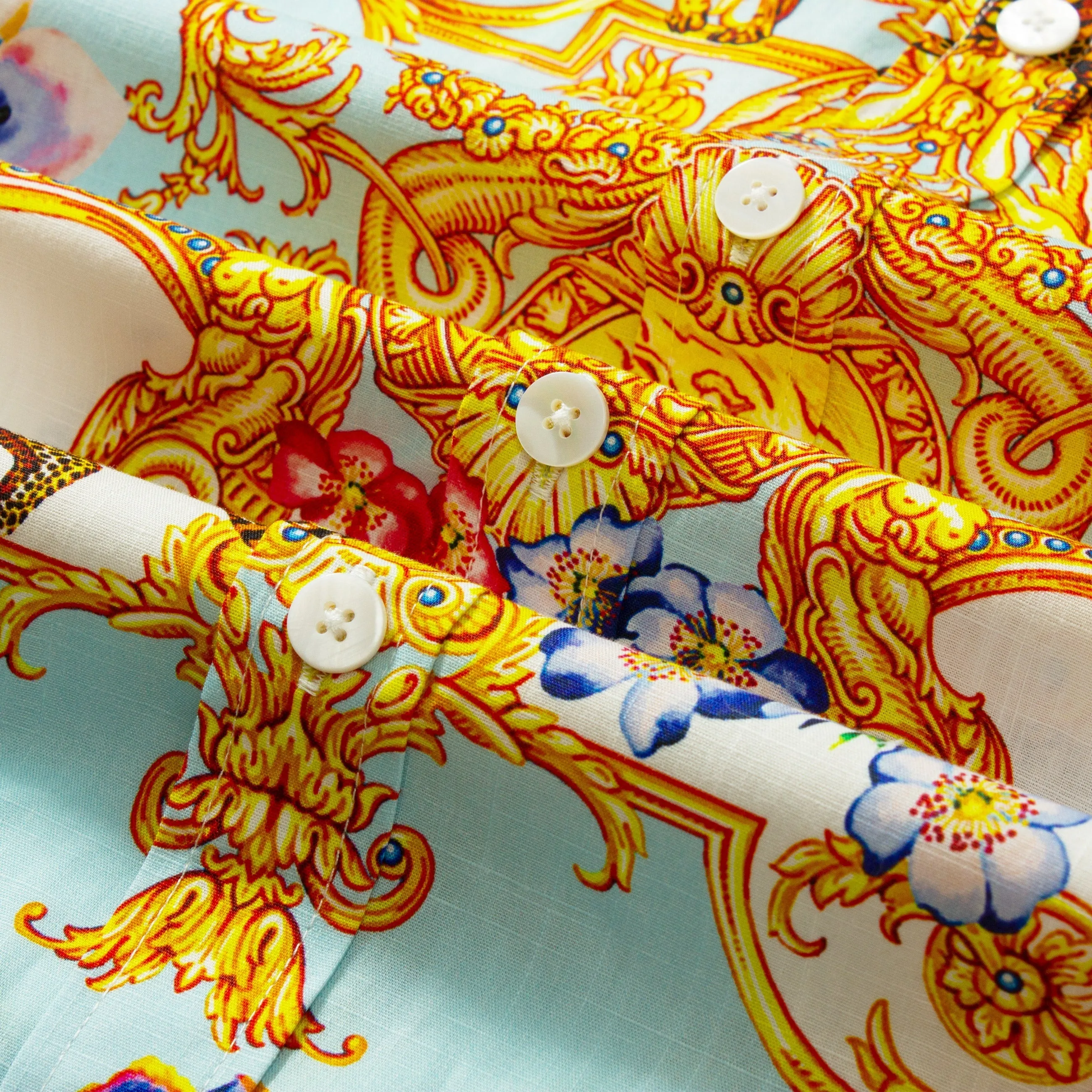 Tropical Baroque Floral Pattern Short Sleeve Shirt