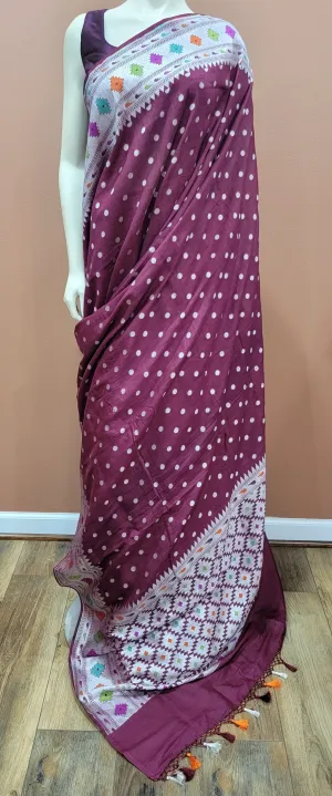 Tussar Georgette Saree w/Meenakari border