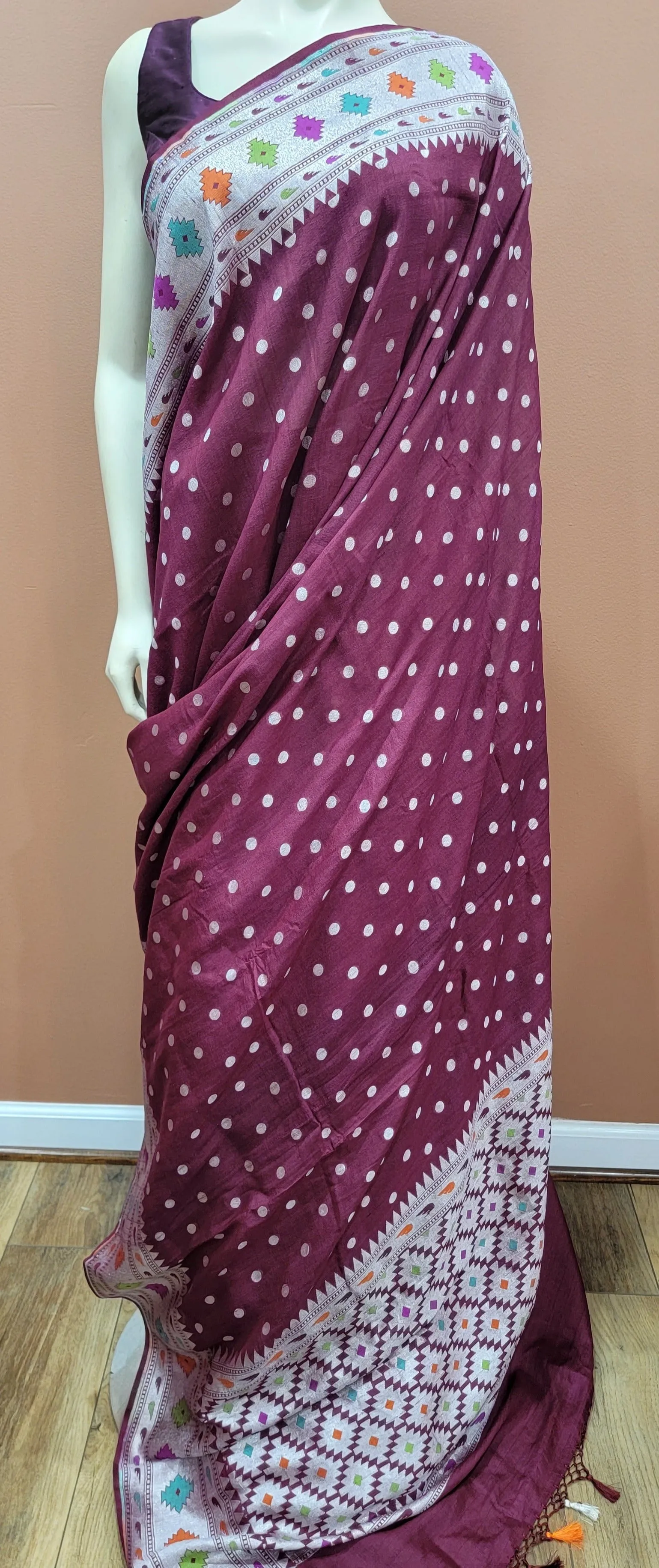 Tussar Georgette Saree w/Meenakari border