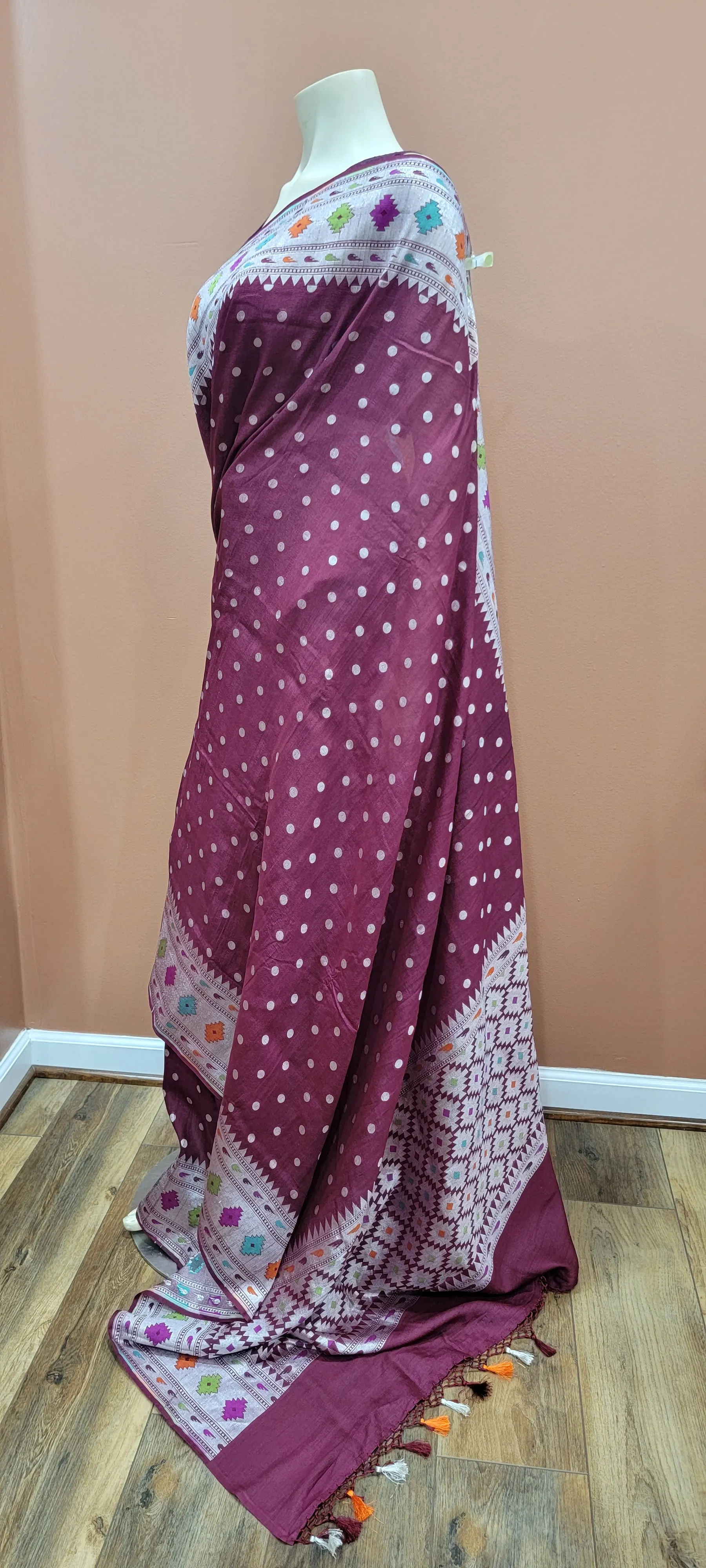 Tussar Georgette Saree w/Meenakari border