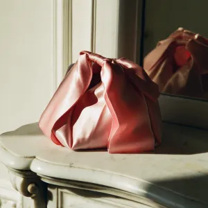 Tuxedo Bows Bag - Rosé Silk Satin