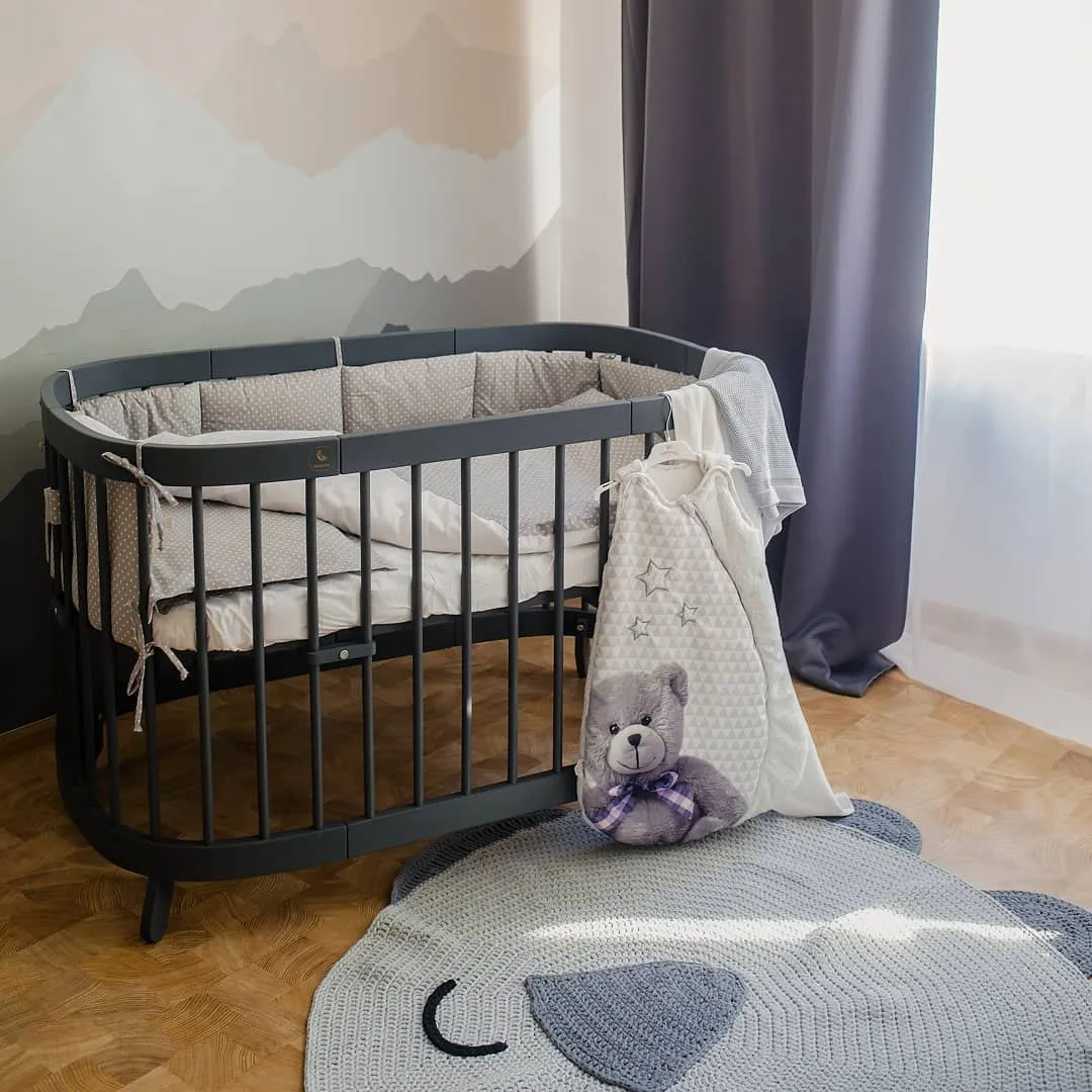 Tweeto 7 in 1 Baby Cot Gray Multifunctional