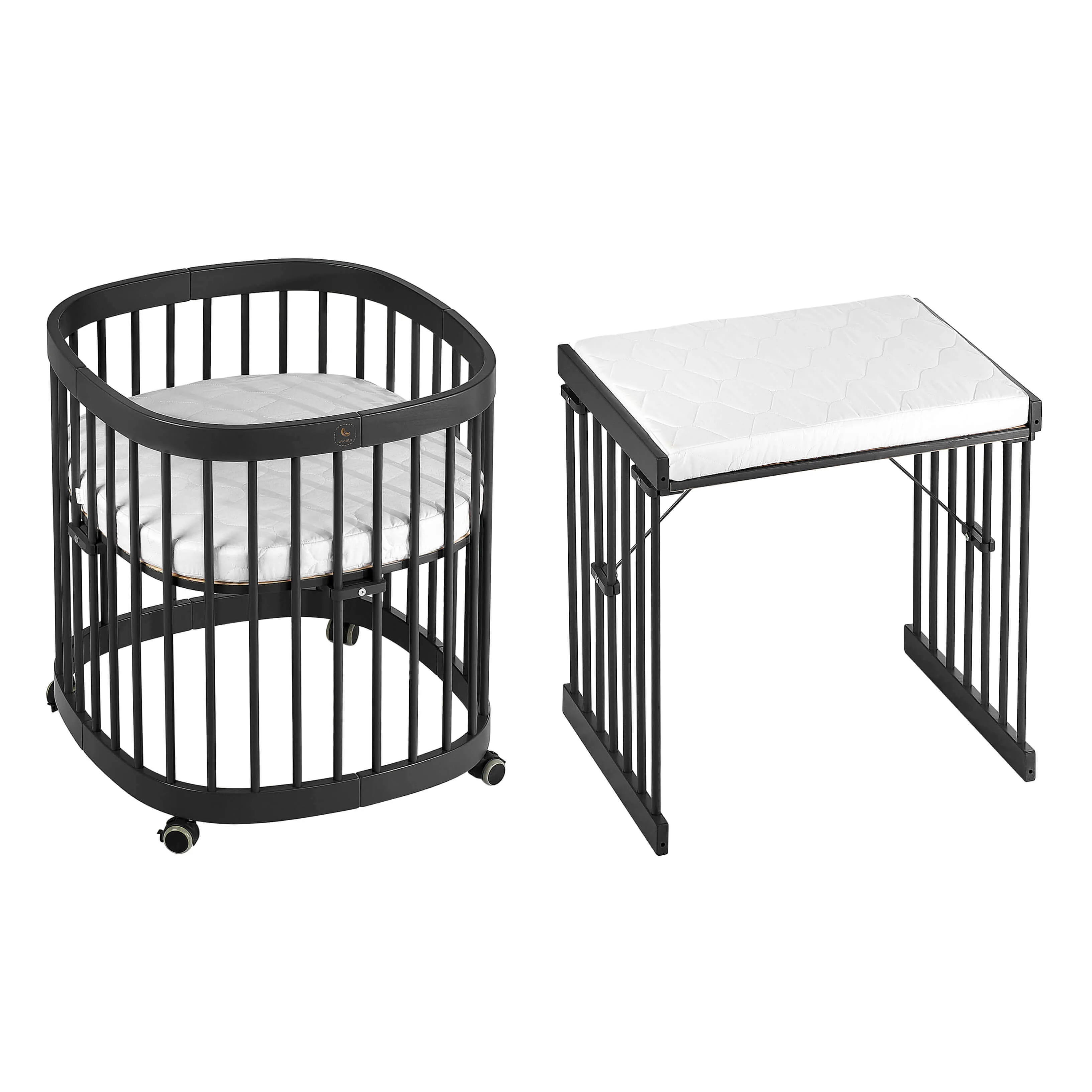 Tweeto 7 in 1 Baby Cot Gray Multifunctional