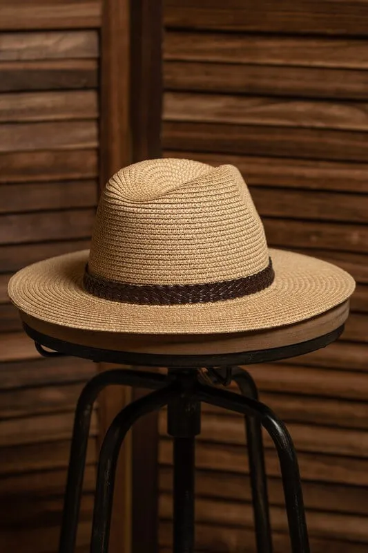 Two Tone Panama Hat- Beige
