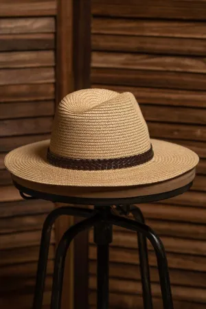 Two Tone Panama Hat- Beige